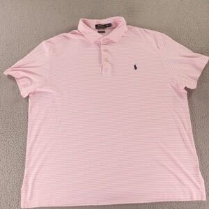 Polo Ralph Lauren Shirt Mens 2XL Pink White Striped 100% Cotton Pima Soft Touch